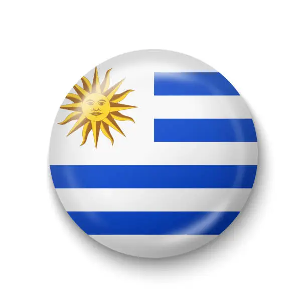Vector illustration of Uruguay Flag - Round Glossy Icon.