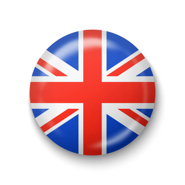 ilustrações, clipart, desenhos animados e ícones de bandeira do reino unido - ícone brilhante redondo. - flag british flag england push button
