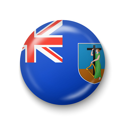 Montserrat Flag - Round Glossy Icon. Vector Illustration.