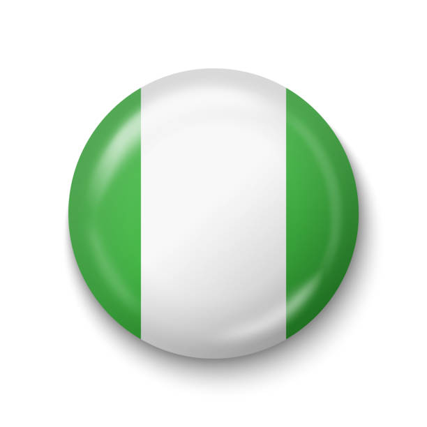 vlajka nigérie - kulatá lesklá ikona. - kano stock ilustrace