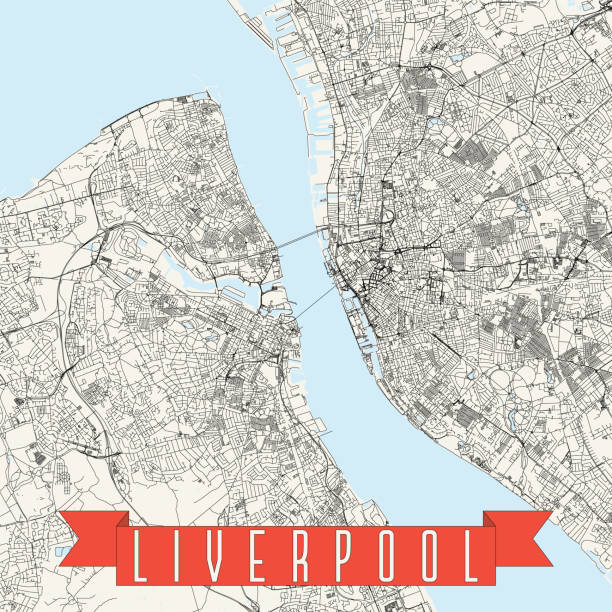 liverpool, anglia mapa wektorowa - liverpool stock illustrations