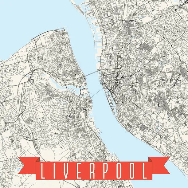 Vector illustration of Liverpool, England Vector Map