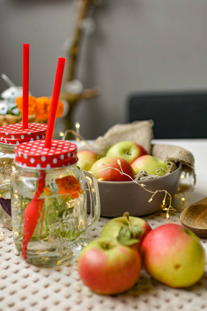 istock still life with apples in basket on table 1412048151