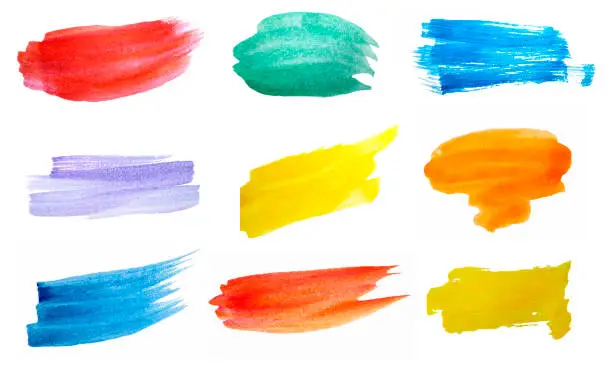 Vector illustration of watercolor set of brush strokes