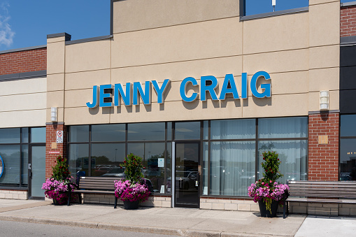 Oakville, ON, Canada - July 22, 2022; A Jenny Craig store in Oakville, ON, Canada. Jenny Craig is an American weight loss, weight management, and nutrition company.