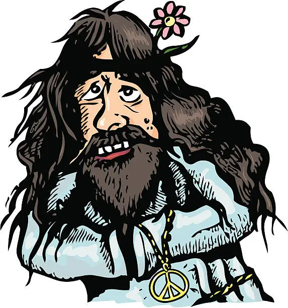 Vector illustration of Flower Power Hippie Guru