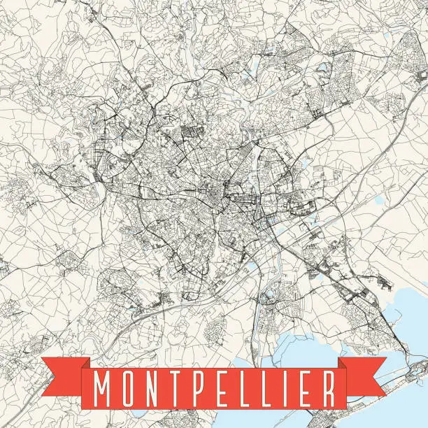 Vector illustration of Montpellier, France Vector Map