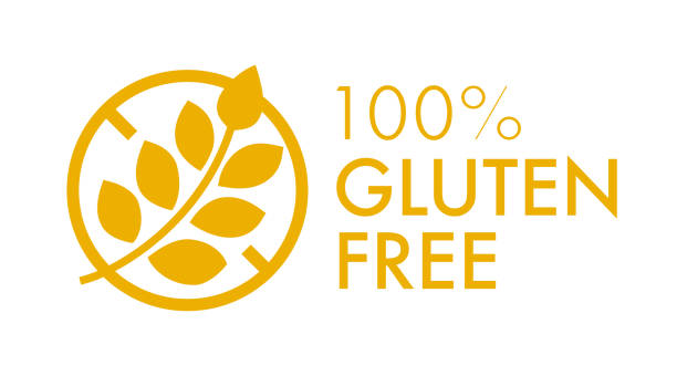 Gluten free vector label Gluten free vector label isolated on background for cafe menu; restaurant; t shirt; healthy food icon; natural organic nutrition tag; vegan product. 10 eps dough stock illustrations