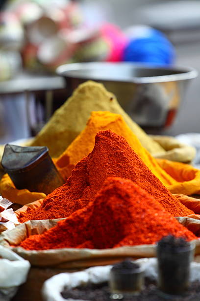 istock Traditional spices market in India. 141205562