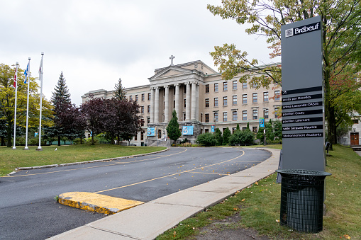 Montreal, QC, Canada - September 6, 2021: Jean-de-Brébeuf College in Montreal, QC, Canada, a subsidized private, previously Jesuit French-language educational institution.
