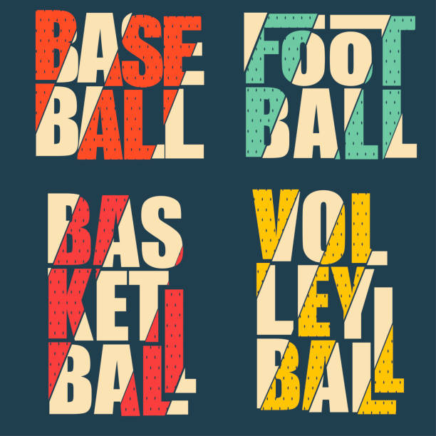 ilustrações de stock, clip art, desenhos animados e ícones de sport t-shirt typography set, sport print. vector - retro revival basketball american culture sport