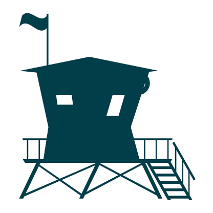 Lifeguard Tower icon. Station beach building illustration style isolated
