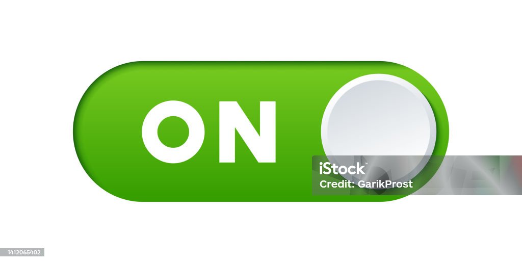 Slider Toggle Switch On Button Realistic 3d Green Color For Mobile ...