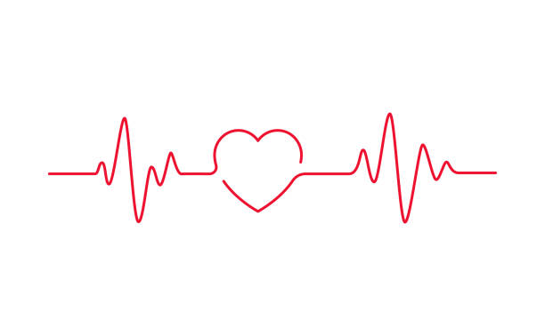 ilustrações, clipart, desenhos animados e ícones de pulso de batimento cardíaco conceito com estilo de contorno cardíaco com ilustração vetorial de traçado editável isolado - heartbeat