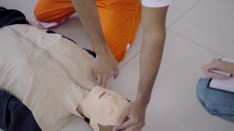 First aid for CPR medical students Checking For Signs Of Life.