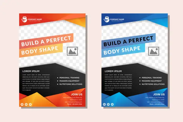 Vector illustration of build a perfect body shape flyer design template in polygonal concept