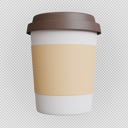 coffee cup minimal isolated background,with clipping path,3d rendering.