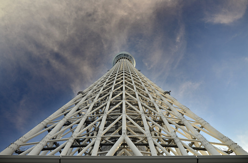Tokyo Skytree tower building with blue skies