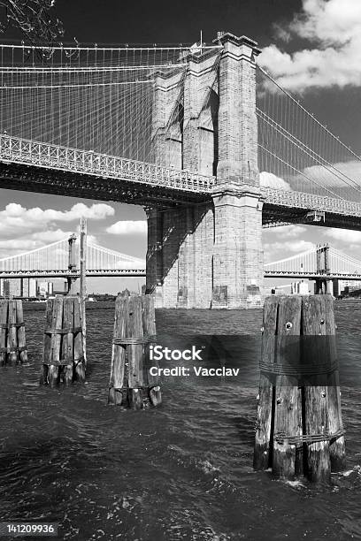 Brooklyn Bridge In New York City Black And White Stock Photo - Download Image Now - Architectural Column, Architecture, Beauty