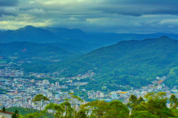 Beautiful aerial view of the city, photo made from a mountain called Morro da Igreja in Jaragua do Sul, Santa Catarina Brazil.