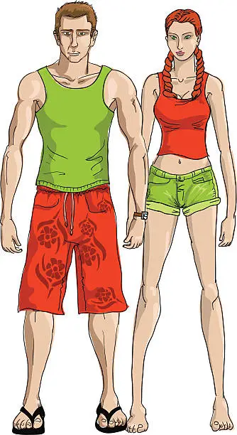 Vector illustration of summer couple