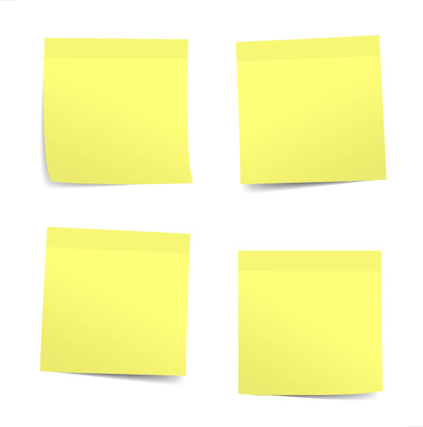 illustrazioni stock, clip art, cartoni animati e icone di tendenza di note incollate - adhesive note note pad message pad yellow