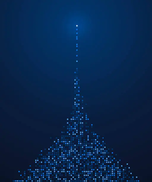 Vector illustration of pixels tower