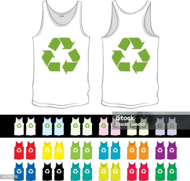 Ilustración de Undershirt Con Símbolo De Reciclaje y más Vectores Libres de Derechos de Blanco - Color - Blanco - Color, Camiseta de tirantes, Camiseta interior