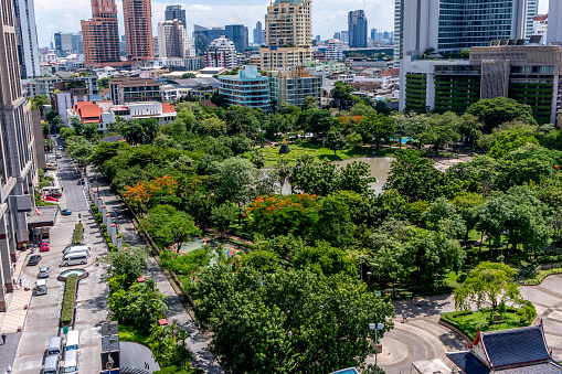 Benchasiri or Queen's Park in the Phrom Phong neighborhood of downtown Bangkok Thailand