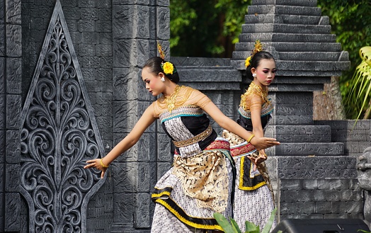 Kediri, East Java, Indonesia - April 28th, 2022 : Indonesian perform Mustikaning Putri Utomo dance to celebrate world dance day