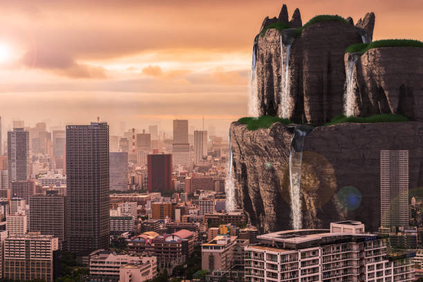 istock Tokyo cityscape and rocky mountains 1412121371