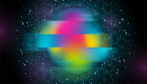Vector illustration of Holographic glitch sphere abstract geometric background