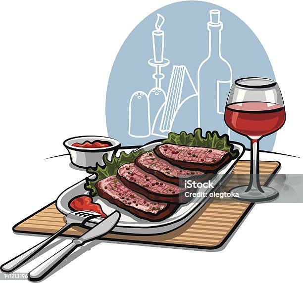 Arrosto Di Manzo E Vino - Immagini vettoriali stock e altre immagini di Alimentazione sana - Alimentazione sana, Alla griglia, Antipasto