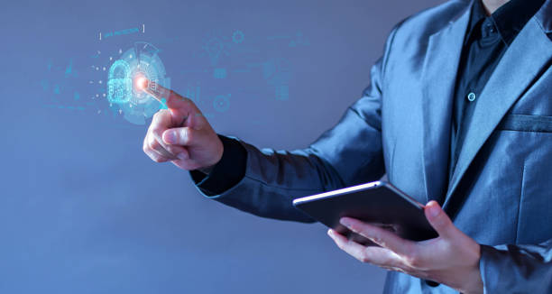 istock Cyber security network. Padlock icon and internet technology networking. Businessman protecting data personal information on tablet and virtual interface. Data protection privacy concept. GDPR. EU. 1412133203