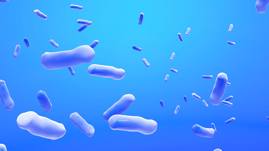 Bacteria background abstract image on blue background,Bacteria cause sickness to humans.,sick from germs,3d rendering