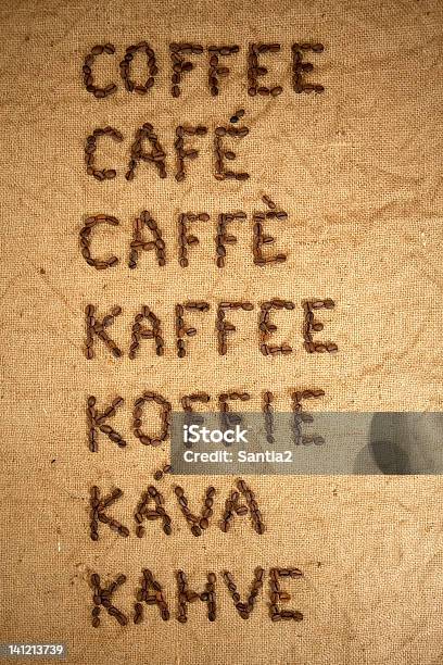 Palabra Café En Diversos Idiomas Foto de stock y más banco de imágenes de Beige - Beige, Café - Bebida, Café - Cultivo
