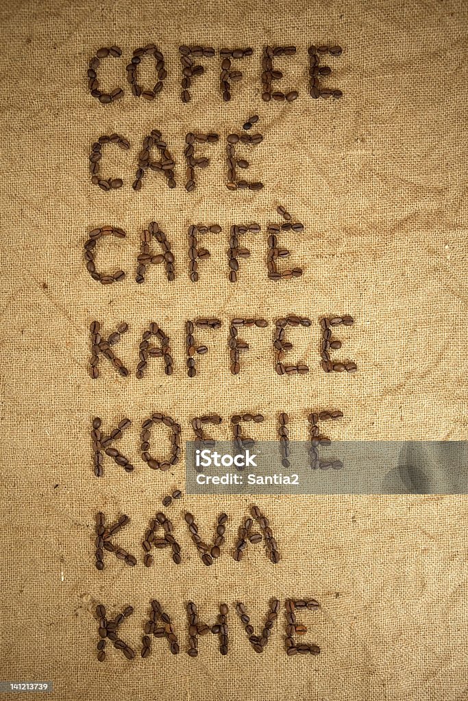 Palavra café em vários idiomas - Foto de stock de Bege royalty-free