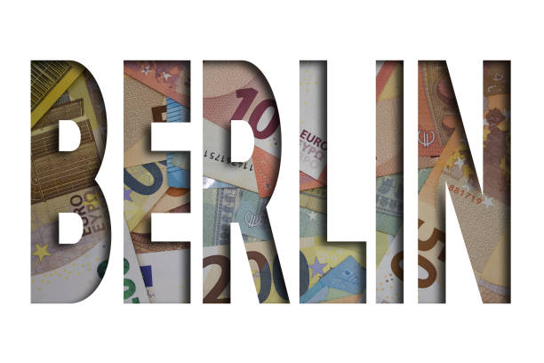 istock Berlin word with money. Paper currency background with different banknotes. 1412143865