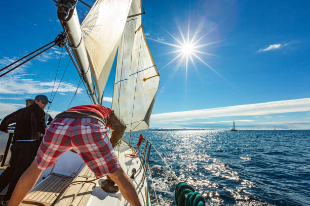 istock Sailing crew on sailboat on regatta 1412145616