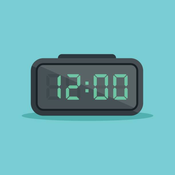 ilustracja ikony numeru zegara cyfrowego w płaskim stylu. ilustracja wektorowa zegarka lcd na izolowanym tle. koncepcja biznesowa znaku alarmu czasowego. - budzik stock illustrations