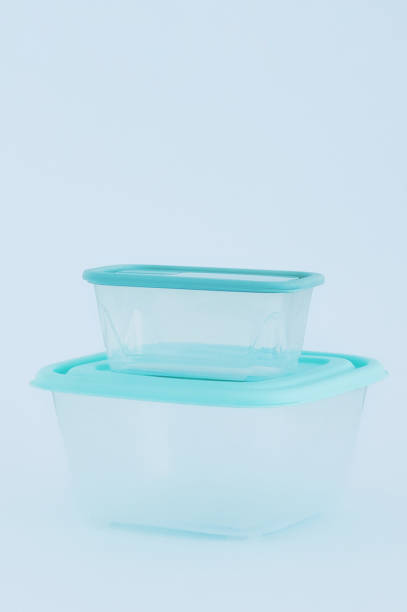 istock Two plastic food containers with lids. White background. 1412153986