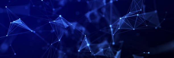 istock Abstract geometric background with connecting points and lines. Abstract blue digital background. Network concept. Big data complex with compounds. 3D rendering. 1412155517