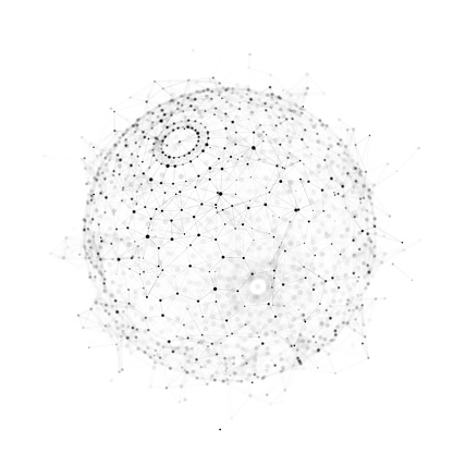 Sphere consisting of dots and lines on a white background. Network connection structure. Big data visualization.