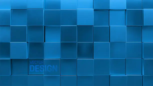 Vector illustration of Blue cubic background.