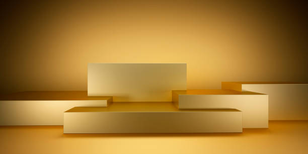 istock 3d rendering of golden podiums 1412157836