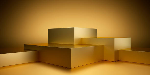 istock 3d rendering of golden podiums 1412157847