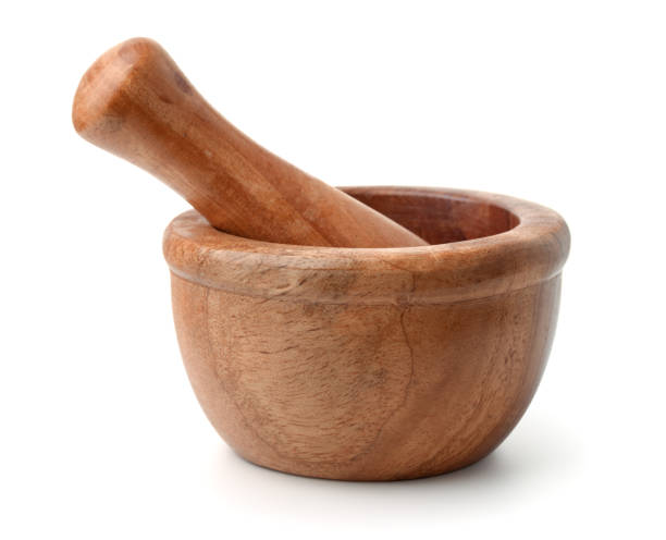 Wooden mortar and pestle
