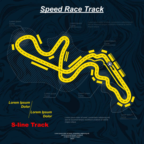 현대적인 컬러 레이스 트랙 배경 - motor racing track motorcycle sports race competition stock illustrations