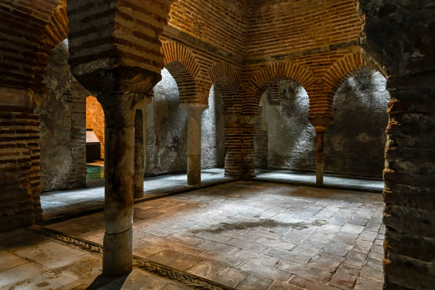 Arab baths, of Nasrid architecture in the kingdom of Granada stock photo
