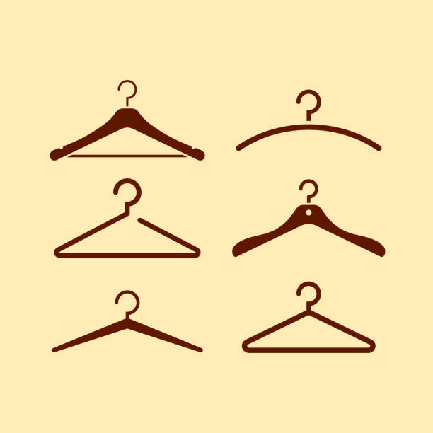 Coat hanger vector icon Coat hanger icons set, vector illustration clothing hang tags stock illustrations